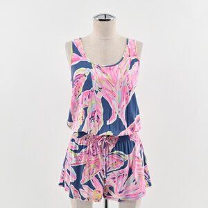 Lilly Pulitzer Tala Romper Womens Sz XL Indigo Sunseekers Blue Pink